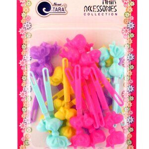 TARA GIRLS ASSORTED COLOR SELF HINGE PLASTIC HAIR BARRETTES - 18 PCS. (05057)